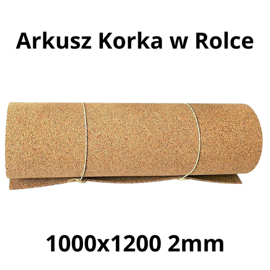 Arkusz korka w rolce 1000×1200 mm – grubość 2mm – dekoracje i DIY – 1 szt.