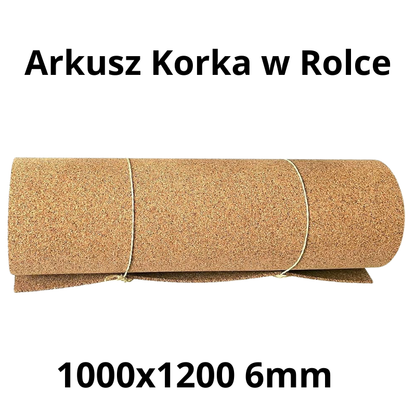 Arkusz korka w rolce 1000×1200 mm – grubość 6mm – izolacja akustyczna i DIY – 1 szt.