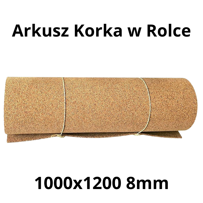 Arkusz korka w rolce - 1000x1200mm - 8mm - Dekoracja i DIY - Opakowanie 1 szt.