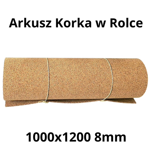 Arkusz korka w rolce - 1000x1200mm - 8mm - Dekoracja i DIY - Opakowanie 1 szt.