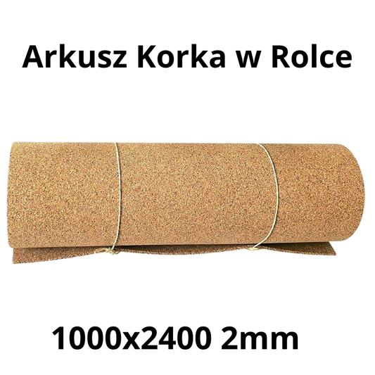 Arkusz korka w rolce 1000×2400 mm – grubość 2mm – dekoracje i DIY – 1 szt.