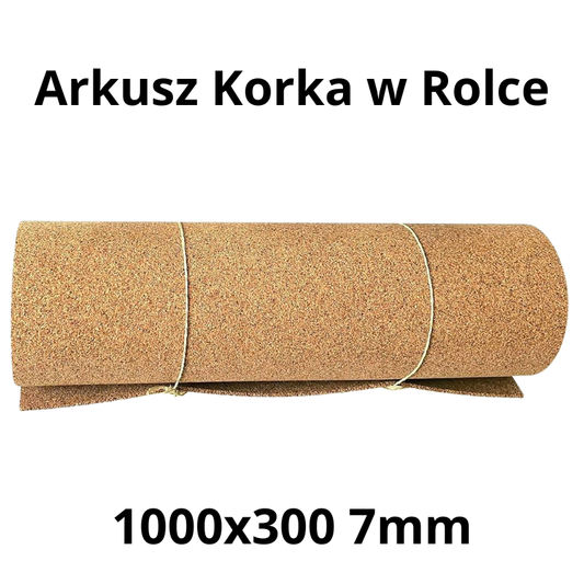 Arkusz korka w rolce - 1000x300mm - 7mm - Dekoracja i DIY - Opakowanie 2 szt.