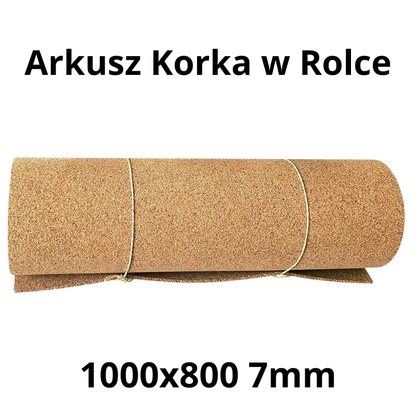 Arkusz korka w rolce - 1000x800mm - 7mm - Dekoracja i DIY - Opakowanie 1 szt.