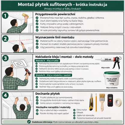 Biały 2: Dekoracyjne Panele Sufitowe i Ścienne 2m2 8 Paneli