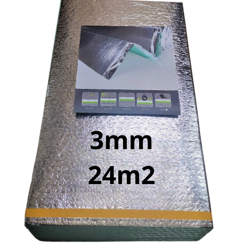 Podkład XPS 3mm z Membraną Aluminiową – Izolacja Termiczna pod Panele i Drewno – 12m² do 48m²