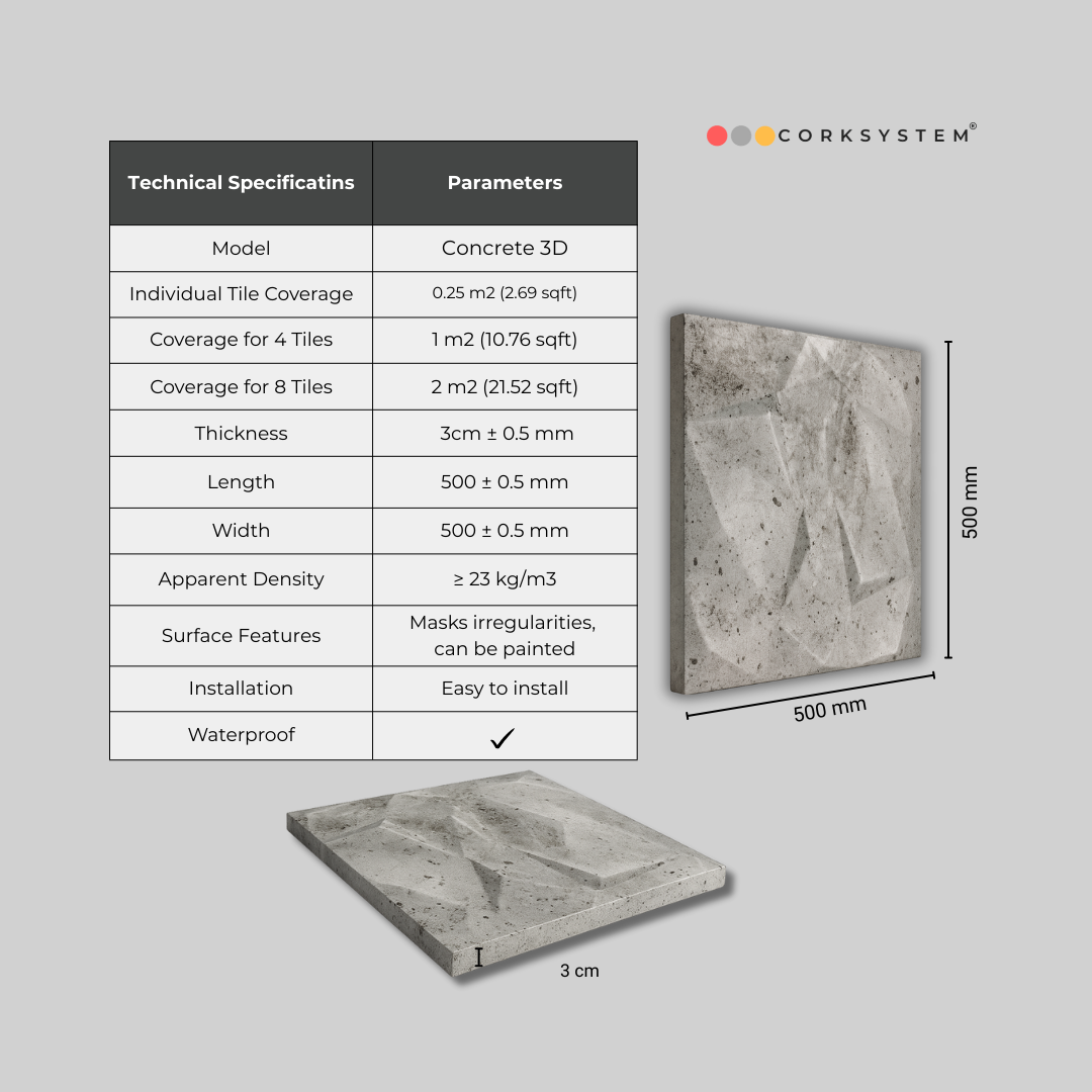 Panele Dekoracyjne Beton 3D na Sufit i Ścianę - 2m² - 8 Paneli