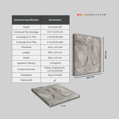 Panele Dekoracyjne Beton 3D na Sufit i Ścianę - 2m² - 8 Paneli