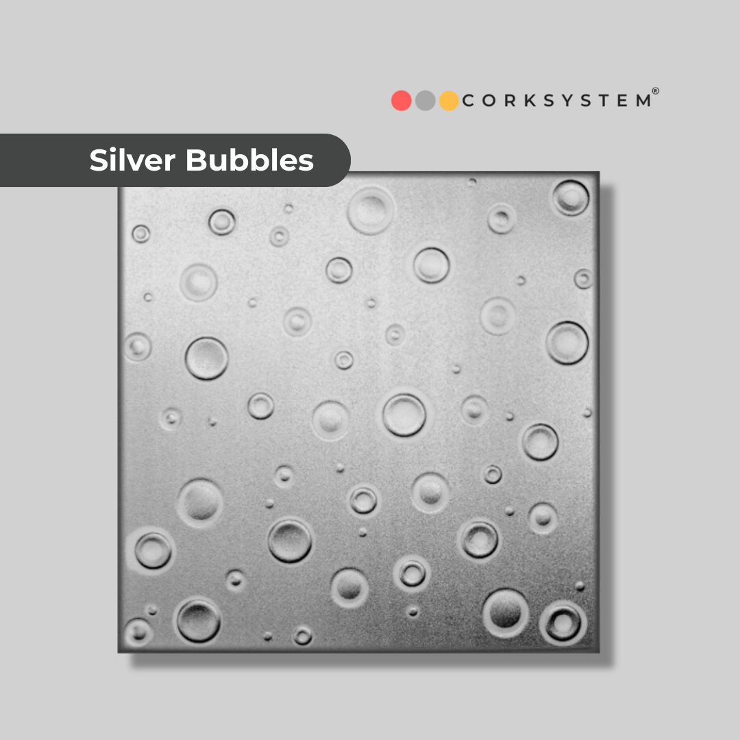 Srebrny Bubbles: Dekoracyjne Panele Sufitowe i Ścienne - 2m² - 8 Paneli