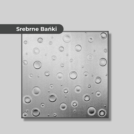 Srebrne Bańki: Dekoracyjne Panele Sufitowe i Ścienne 2m2 8 Paneli