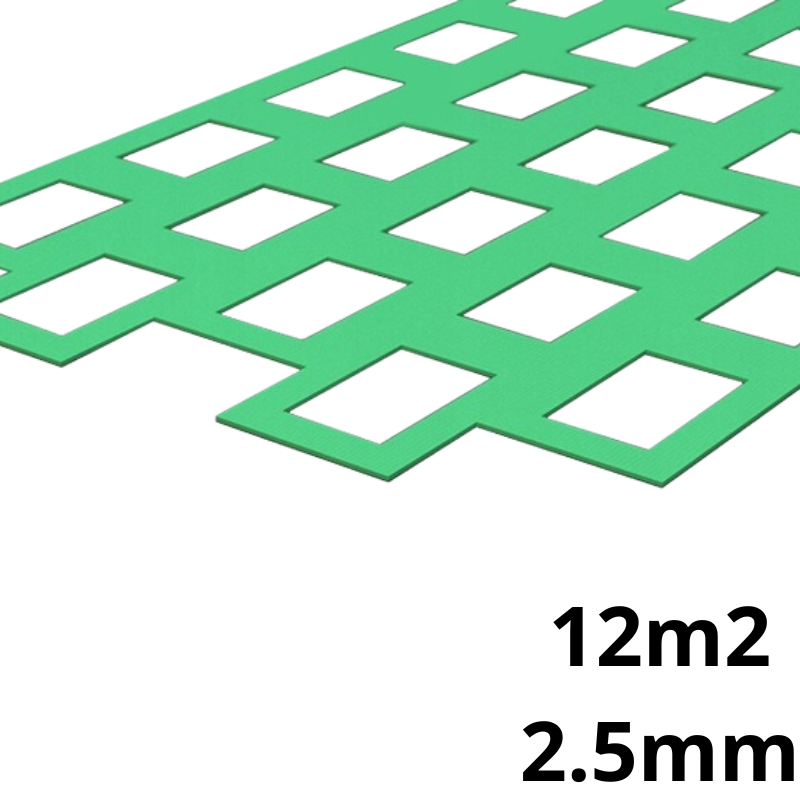 2.5mm XPS thermo-laminate underlay for underfloor heating systems, compatible with wood and vinyl, covers 6-42m², optimized heat transfer