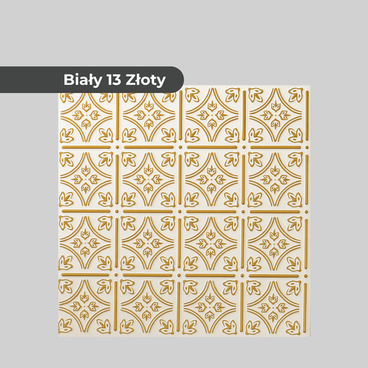 Biały 13 (Złoty): Dekoracyjne Panele Sufitowe i Ścienne 2m2 8 Paneli